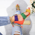 Multi-color Lace-up Heeled Sandals