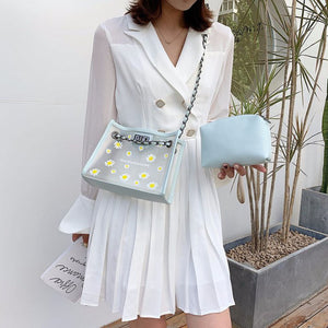 Daisy transparent chain small square bag