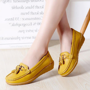 Women’s Leather Loafers Breathable Slip on Driving Shoes