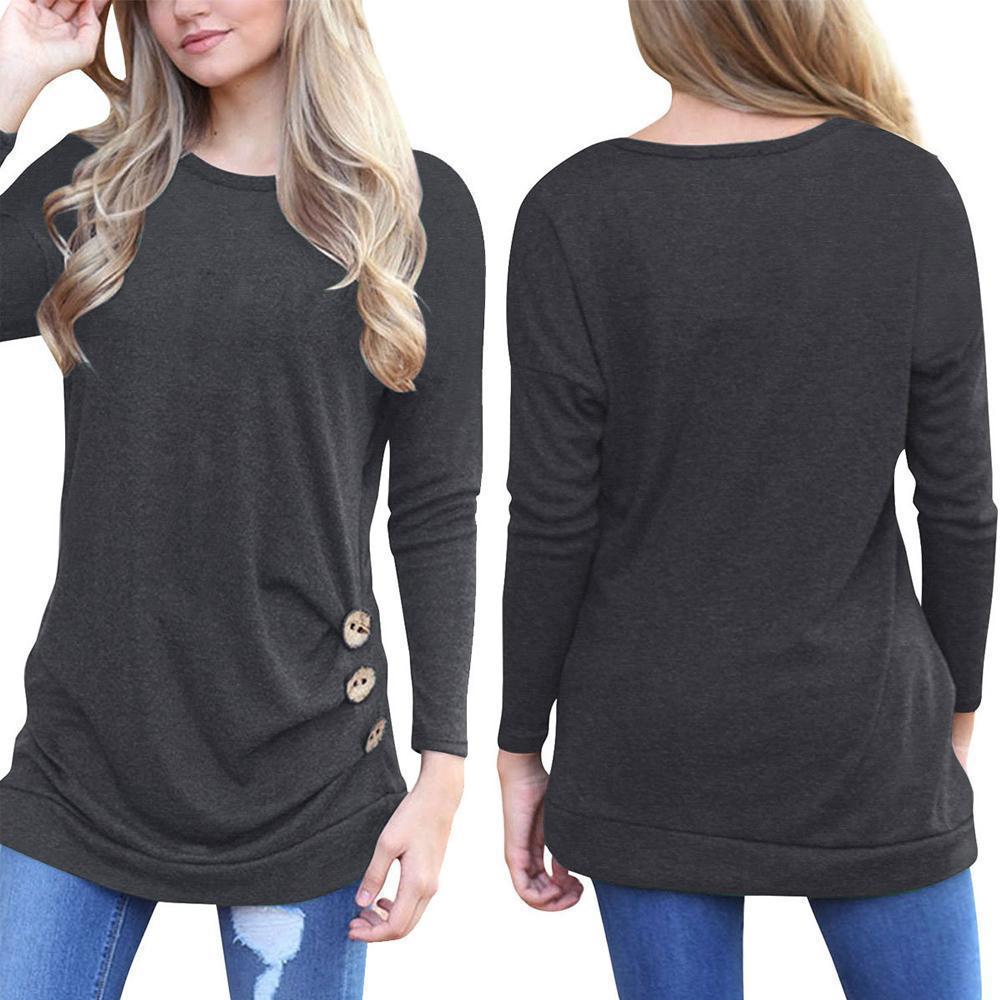 Women's Casual Long Sleeve Round Neck Shirt