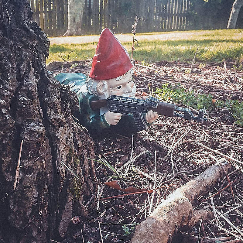 Military Garden Gnome With Camouflage Uniform And AK47