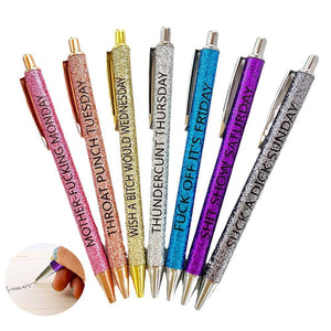 Swear Word Daily ballpoint Pen Set(7cs* Funny black ink Pens )